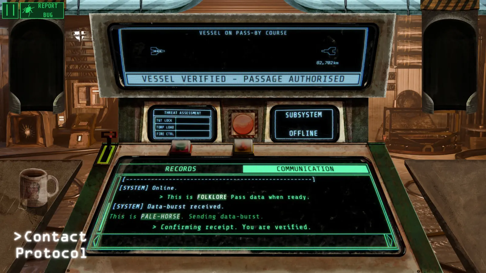 Contact Protocol starship security officer gameplay concept