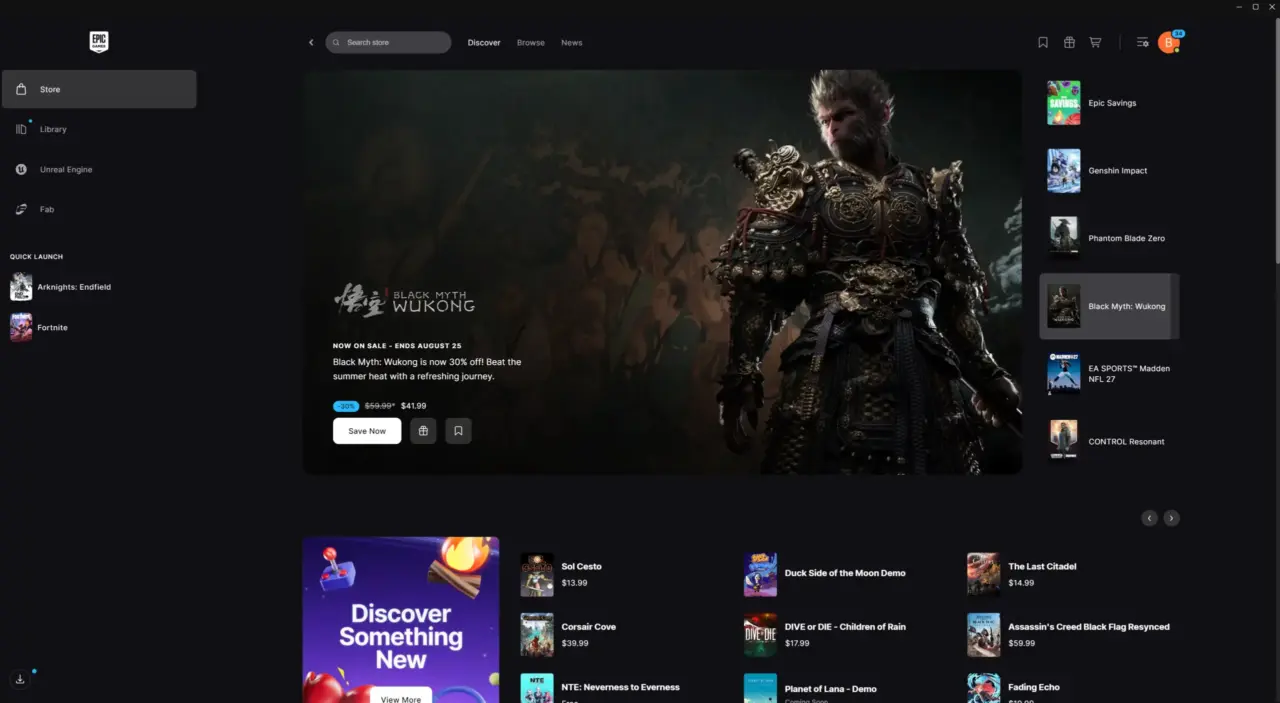 Epic Games Store logo on a laptop screen