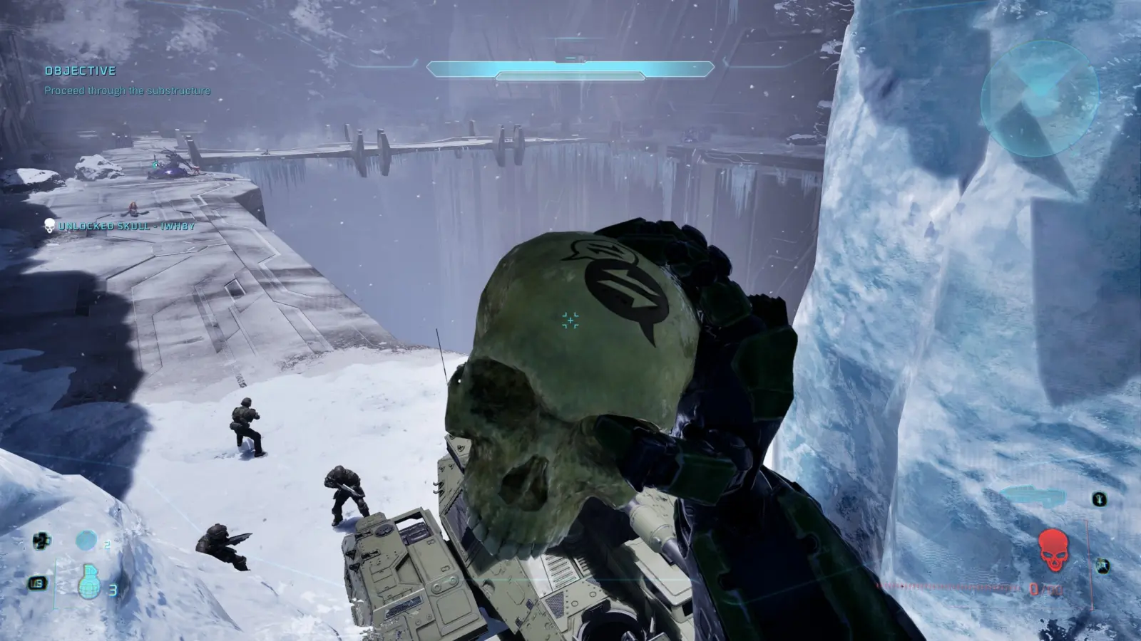Icy landscape from Halo Campaign Evolved's Assault on the Control Room mission