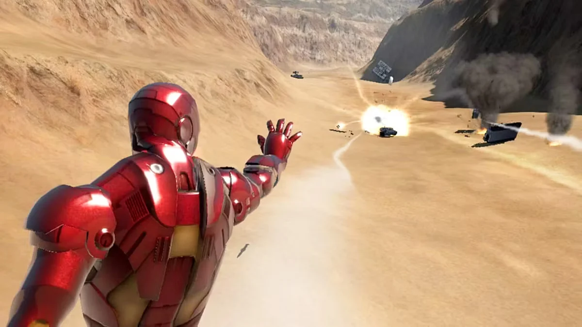 Leaked Iron Man gameplay footage showing fluid traversal and destructible environments