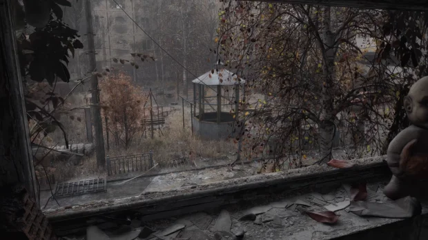 Metro 2039 gameplay trailer screenshot showing photorealistic outdoor environment