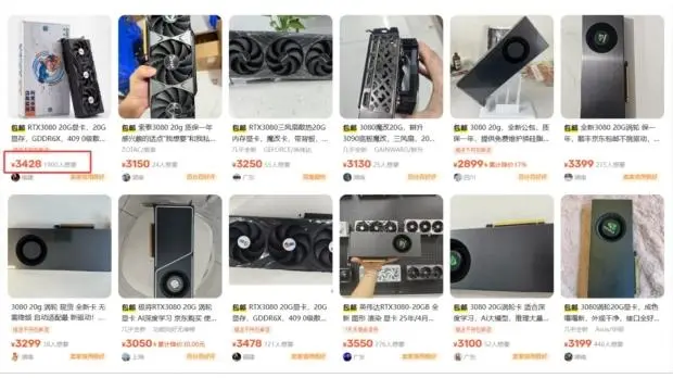 GeForce RTX 3080 graphics card with modified memory modules