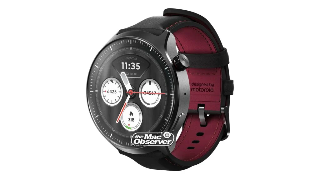 Leaked render of the Moto Watch Ultra showing the stainless steel case and rotating crown