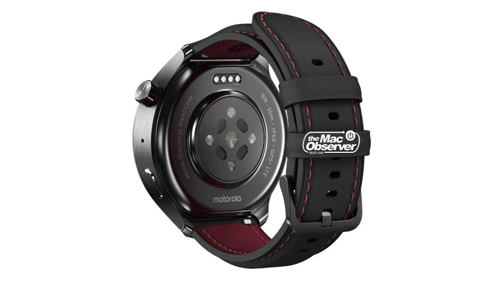 Leaked render of the Moto Watch Ultra showing the stainless steel case and rotating crown