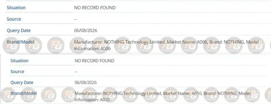 Nothing Phone regulatory filing model numbers