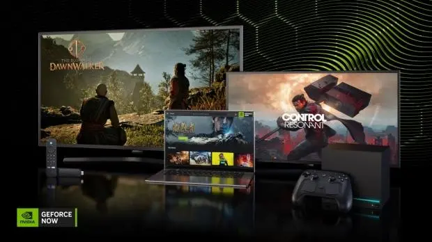 NVIDIA GeForce NOW interface showing game streaming