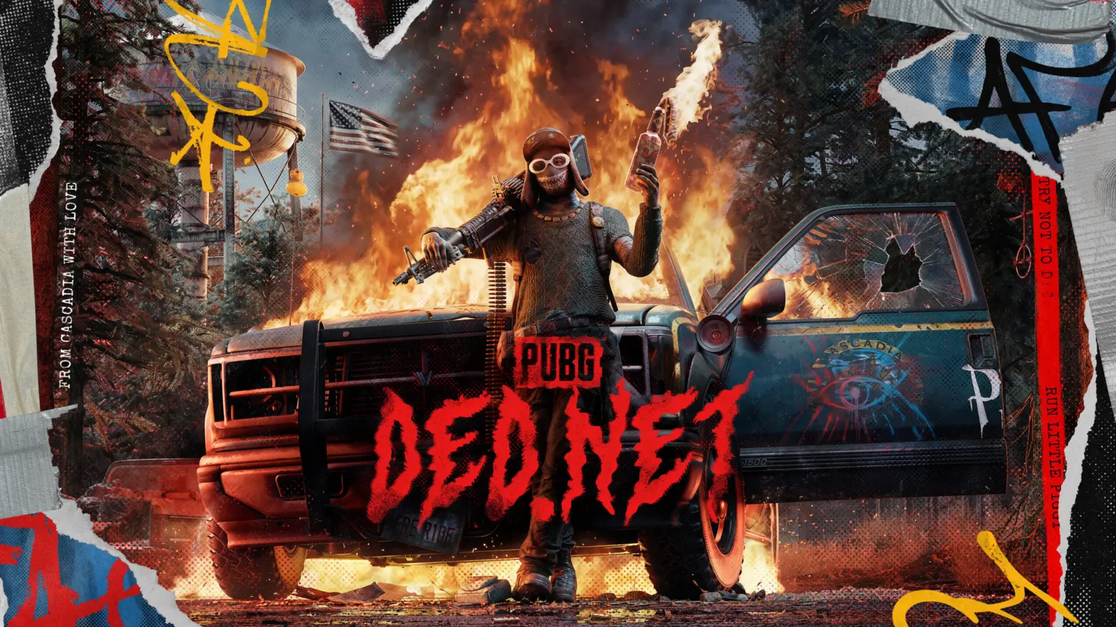 PUBG DED.NET gameplay screenshot showing character selection and map overview