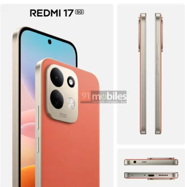 Redmi 17 5G render showing front display and design