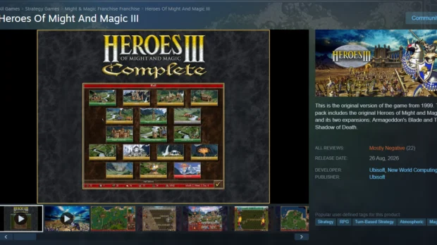 Heroes of Might & Magic 3 Steam store page error