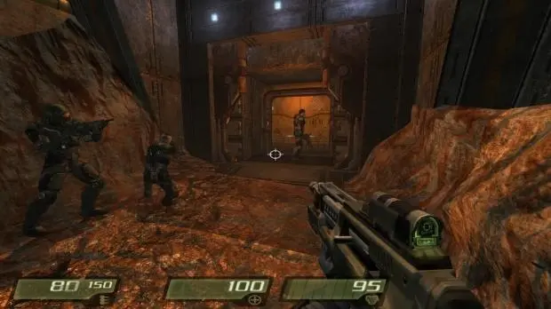 Gameplay footage of mech piloting in Quake 4: Awakening