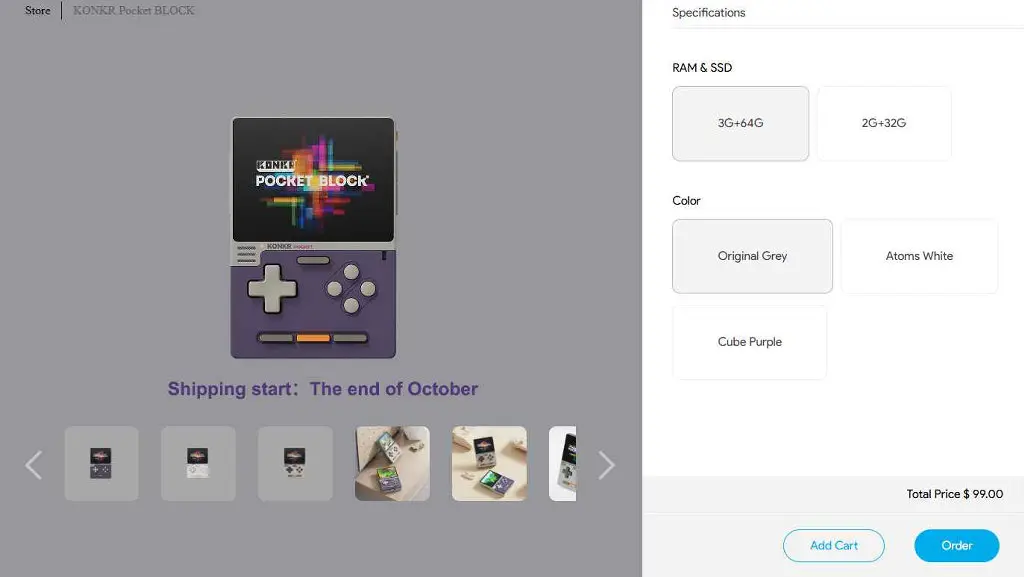 AYANEO KONKR Pocket Block retro handheld gaming device