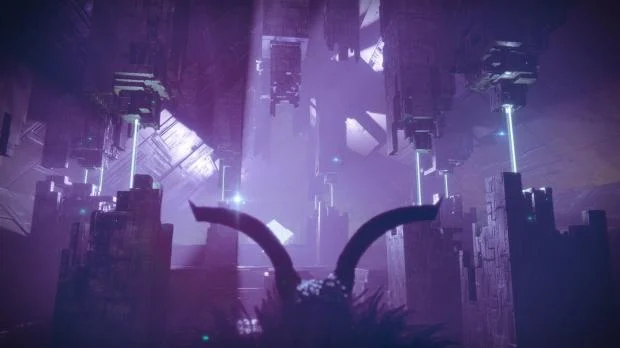 Destiny 2 gameplay scene showing a character in a sci-fi environment