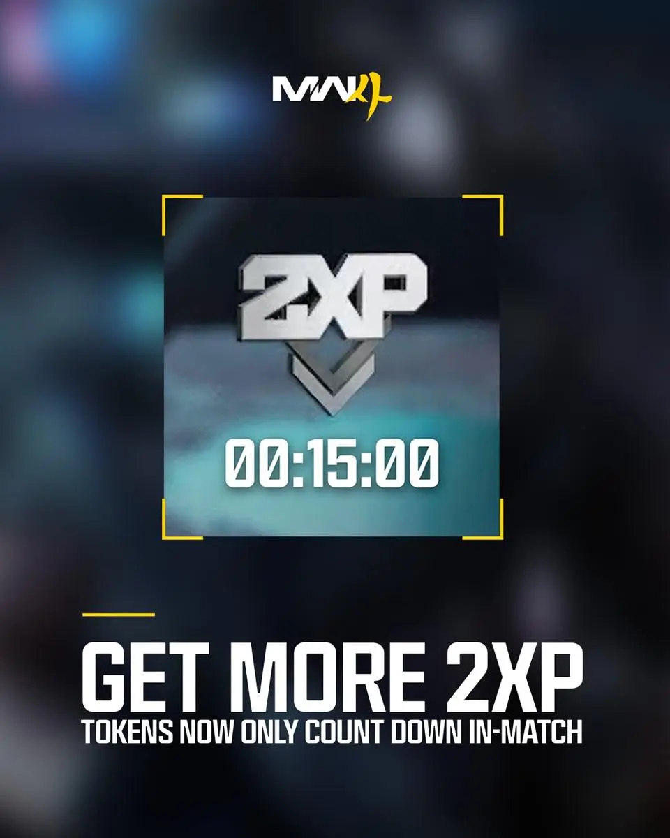 Call of Duty: Modern Warfare 4 gameplay interface showing Double XP token status