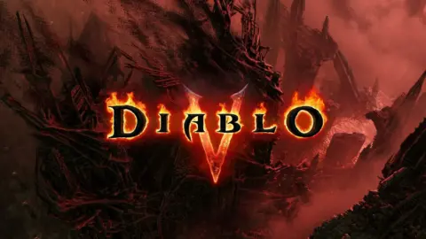 Diablo V logo and character art