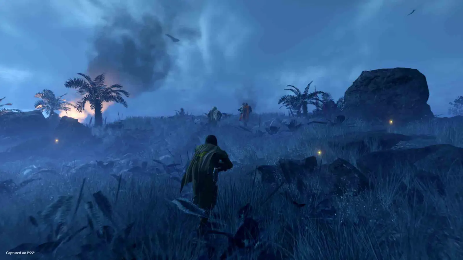 Helldivers 2 gameplay scene showing soldiers in combat