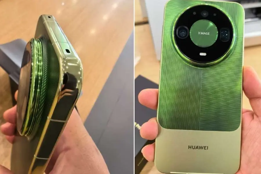 Huawei Mate 90 vibrant green rear view showing circular camera module