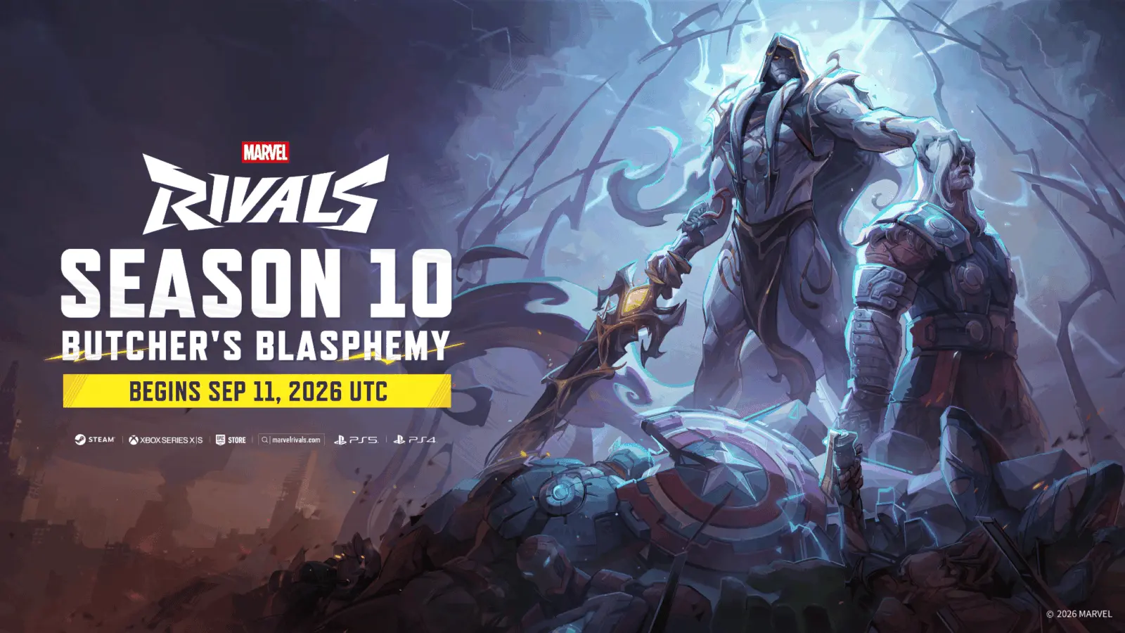 Marvel Rivals Season 10 update promotional art featuring Gorr the God Destroyer