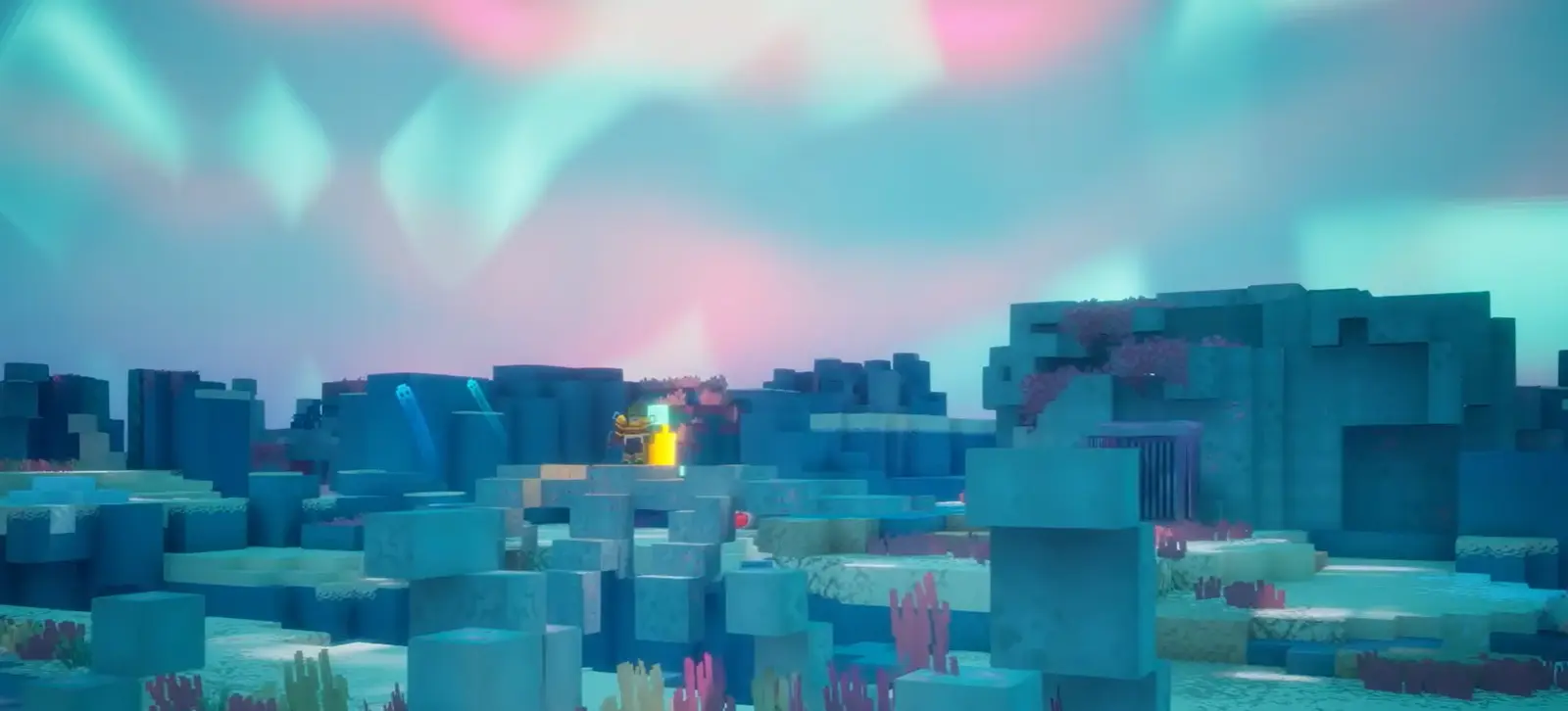 Frozen zombies with ice ball attacks in Minecraft Ice Caves