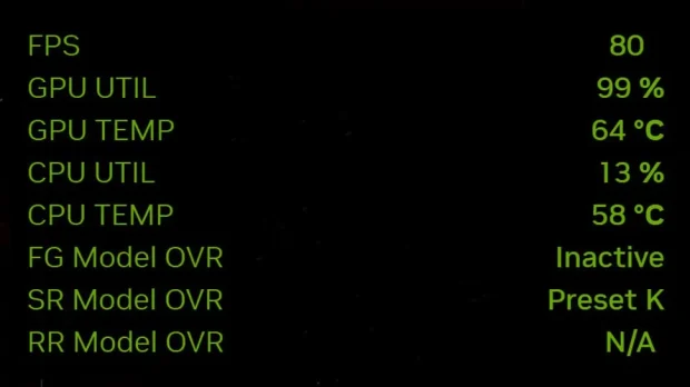 NVIDIA App interface showing system monitoring overlay