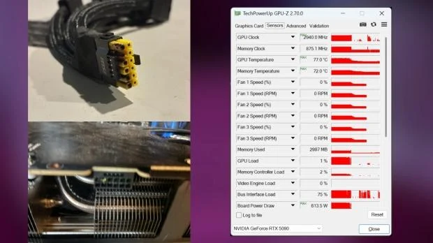 GeForce RTX 5090 graphics card with power connector