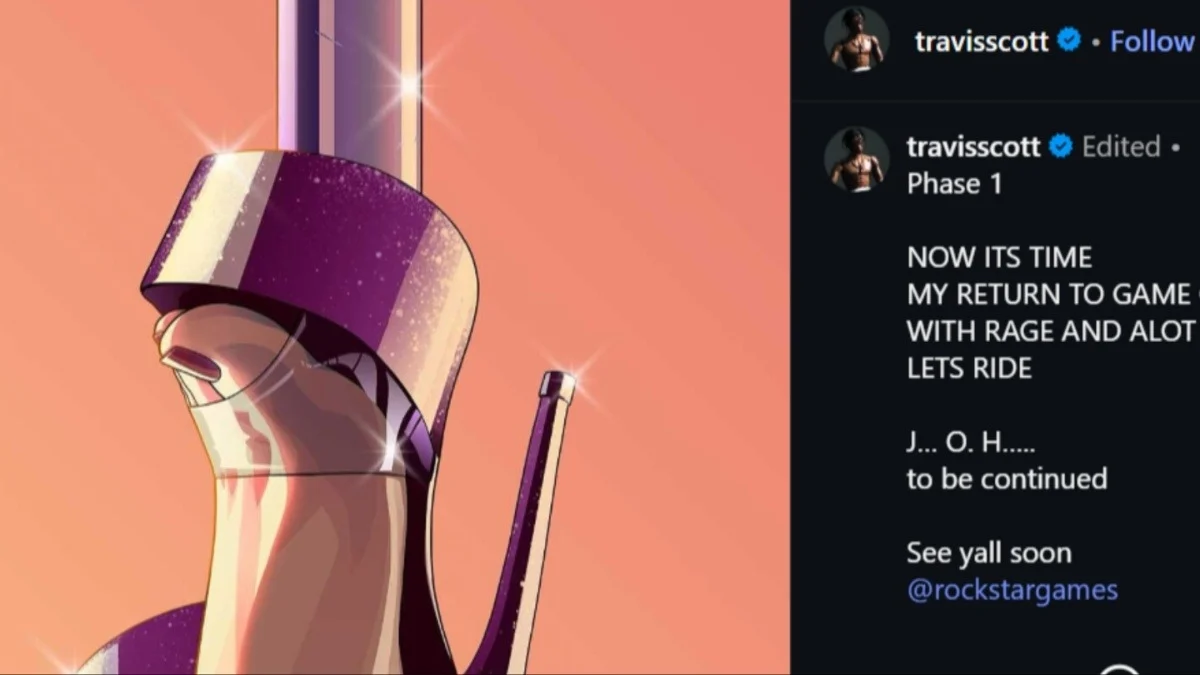 Travis Scott Instagram post featuring Grand Theft Auto VI art style