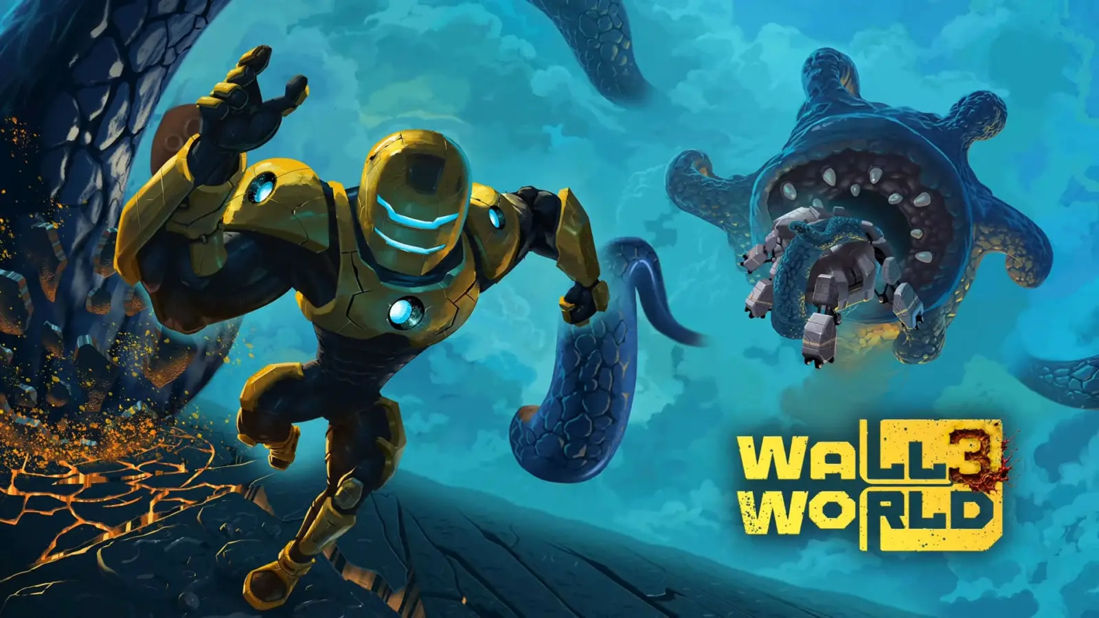 Wall World 3 gameplay screenshot showing the robospider in the open world