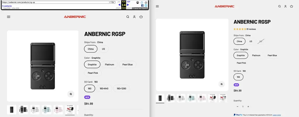 Anbernic RG SP handheld gaming device