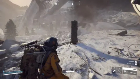 ARC Raiders gameplay scene showing the Frozen Trail area