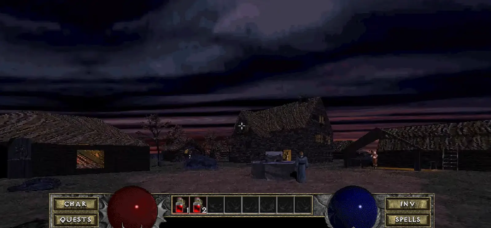 Concept art of Diablo transformed into a 3D first-person perspective