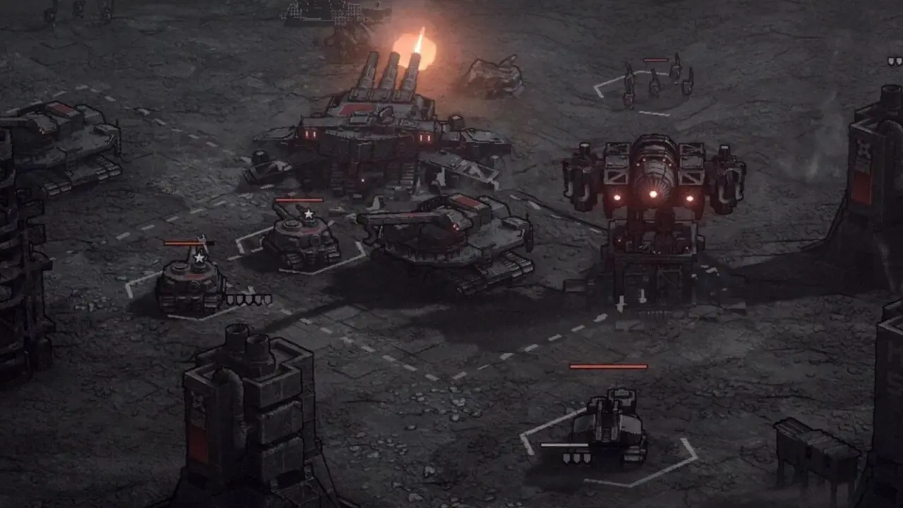 Dust Front RTS gameplay screenshot showing expanded battlefield view