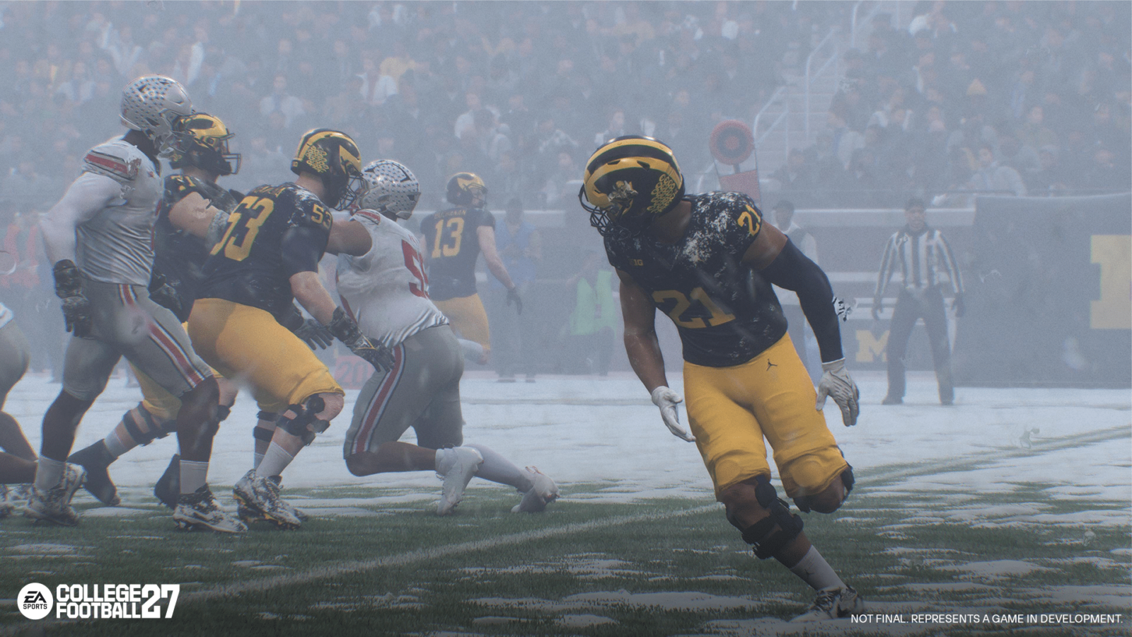 College Football 27 game interface showing gameplay action