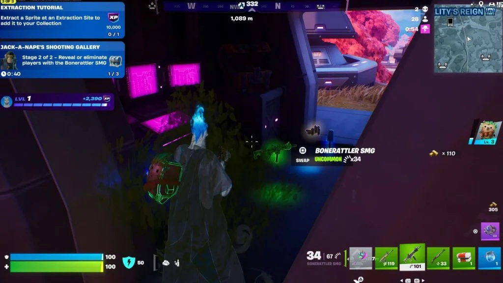 Fortnite Bonerattler SMG weapon in gameplay