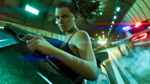 Supercars resembling GTA 6 models on a closed street in Miami