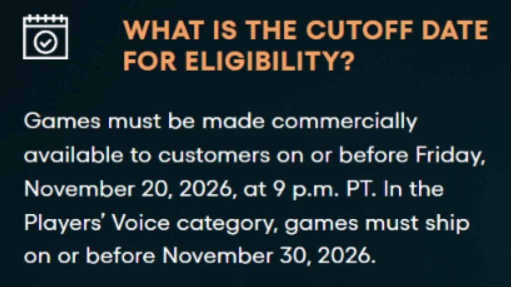 GTA 6 eligible for The Game Awards 2026