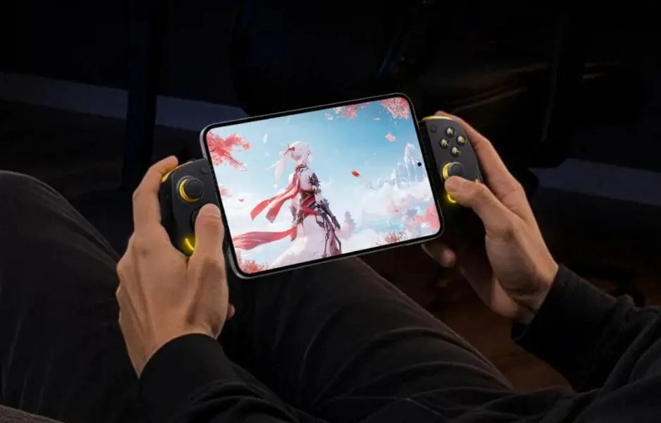 iQOO G1 mobile gaming controller with modular grips attached
