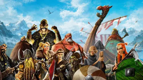 Viking-themed board game boxes from the North Sea trilogy