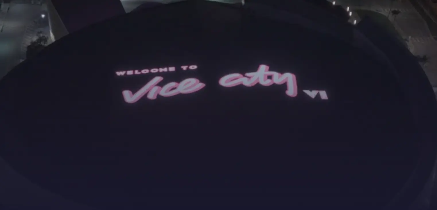Miami Heat basketball court with Vice City themed decorations