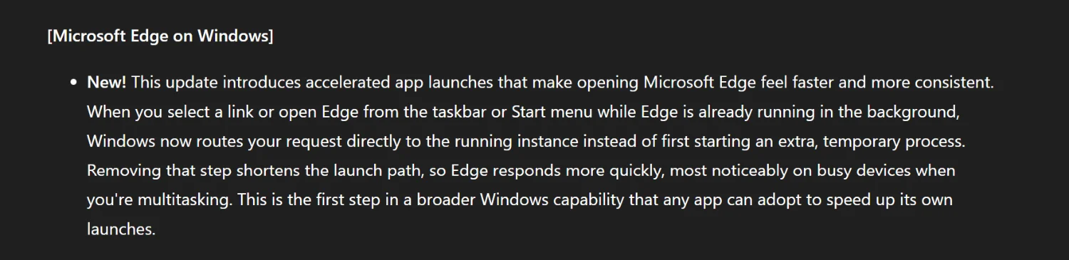 Microsoft Windows 11 interface showing app launch optimization