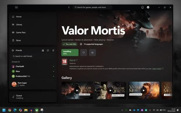 Xbox PC app interface