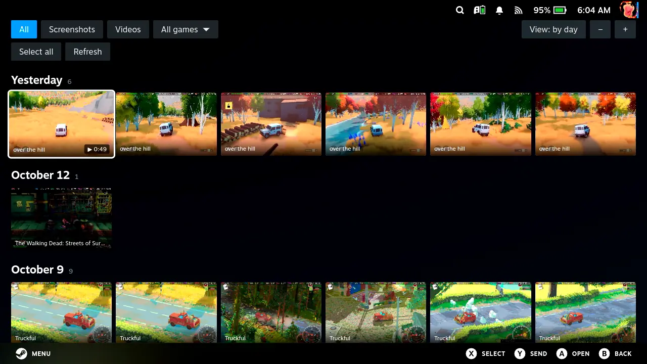 Steam Deck game recording interface