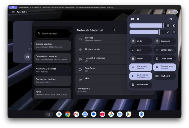 Googlebook OS running on an Apple Silicon Mac