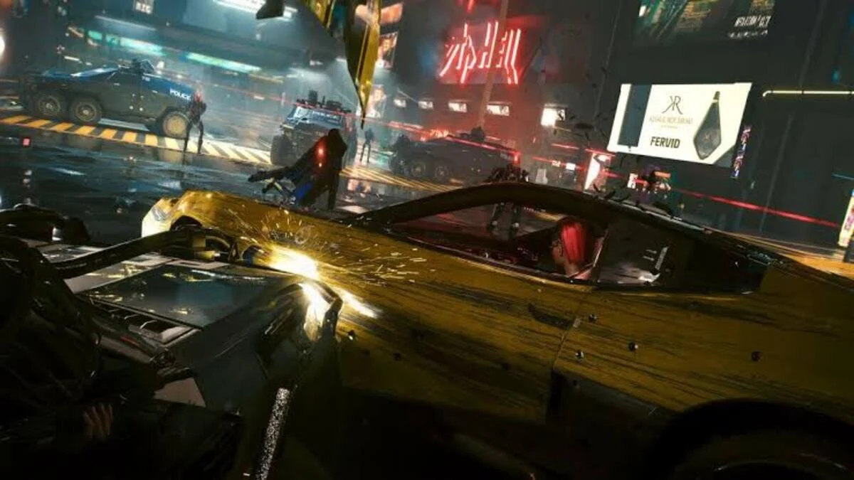 Paramount Pictures logo and Cyberpunk 2077 game art