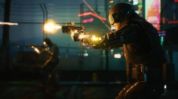 Paramount Pictures logo and Cyberpunk 2077 game art
