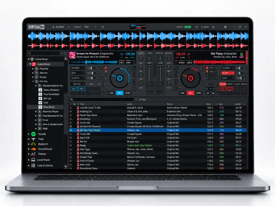 VirtualDJ build 9729 adds Apple Music integration, but stem separation remains unavailable