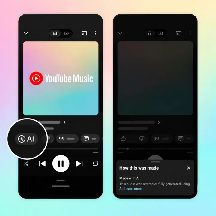 YouTube Music adds AI-generated song labels to the Now Playing screen